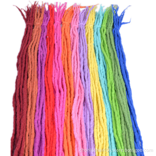 22'' Long Colorful Soft Nepal Felted Wool Handmade Afro Synthetic Dreadlocks Crochet Braids Hair For Kids And Adult Party Daily